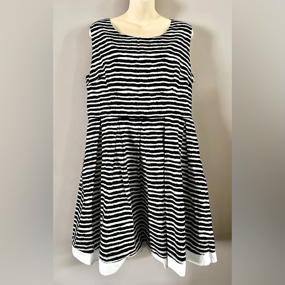 Black and White Fit and Flare Mini Dress Sleeveless